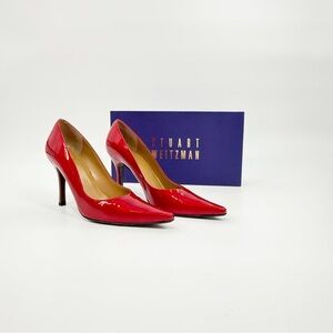 Stuart Weitzman Princess Red Patent Leather Pumps Women’s Size 7.5N